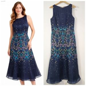 Maggy London Midnight Blue Floral Midi Dress